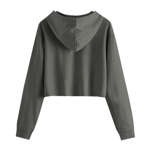 Sudaderas Cortas con Capucha para Mujer, Sudaderas de Manga Larga con Capucha, Estilo Informal, con Bolsillo, para Invierno, con Logotipo Frontal - Product Image 5