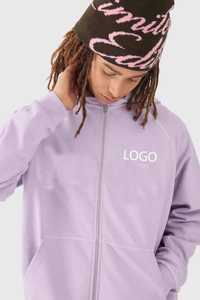 Ensemble de survêtement de jogging pour homme OEM, comprenant un sweat à capuche oversize zippé à manches raglan et surpiqûres contrastées, et un pantalon de survêtement, style pull. - Product Image 3