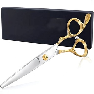 Tijeras Profesionales de Peluquería con Mango Elegante Bañado en Oro, Tornillo Ajustable, Punta de Seguridad y Cuchillas Afiladas - Product Image 1