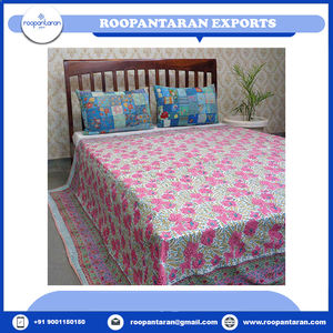 Latest Design Organic Cotton Dohar Queen Size Quilt Handcrafted Indian HandBlock <b>Printed</b> Bedding Traditional Indian Quilt Bulk - Product Image 2