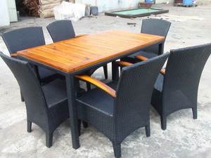 Ensemble de salle à manger en rotin poly tressé à la main PRCF-005, meubles de jardin pour balcon extérieur - Product Image 2