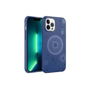 Funda de Silicona con Patrón, Resistente a Impactos y con Carga Inalámbrica SAFA, Color Azul Marino, para iPhone 13 Pro Max, Marca Netzy - Product Image 1