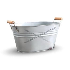 Cubo de hielo de metal galvanizado vintage con asas de madera, Tina de bebida de 5 galones para fiestas, exteriores y uso doméstico - Product Image 6