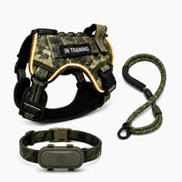 Harnais pour chien en nylon réglable Qcool avec LED, collier GPS, laisse, ensemble d'équipement pour animaux de compagnie OEM, ensemble de promenade en plein air, équipement de promenade quotidienne