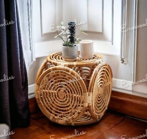 Taburete Otomano de Bambú y Ratán Hecho a Mano con Incrustaciones de Hueso, Banco Consola para Hogar, Cafetería, Manualidades, para Salón y Apartamento - Product Image 6