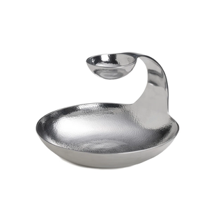 Plateau à chips et à trempette en aluminium poli, design animal en relief, plateau rond pour collations avec plateau central inspiré de la nature, best-seller - Product Image 4