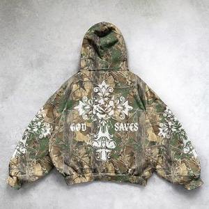 Conjunto de sudaderas y pantalones de chándal de peso pesado personalizado con lavado ácido unisex para hombre Sudadera con capucha y pantalones de chándal con estampado DTG bordado 3D - Product Image 4