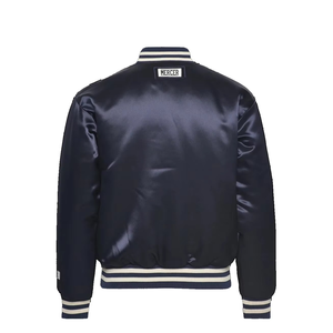 Venta al por mayor de fábrica, chaqueta Bomber de moda de talla grande para hombre, Letterman bordado personalizado, soporte de lona de satén de nailon fino Chicago - Product Image 3