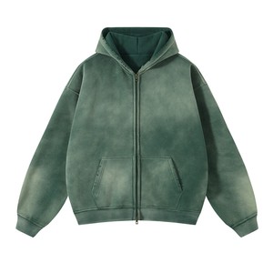 Alta calidad logotipo personalizado Zip-Up Puff impreso Vintage/ácido lavado 100% algodón otoño sudaderas con capucha con servicio OEM - Product Image 6