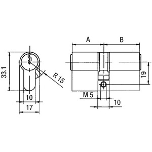 Serrure à double cylindre profilé PZ 8812 45/65 mm pour casiers de rangement, fonction d'urgence et de danger, clés numériques à 3 chiffres différentes des deux côtés - Product Image 3