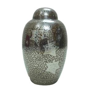 โกศใส่เถ้ากระดูกสำหรับมนุษย์และสัตว์เลี้ยงที่น่าจดจำลายนูนโลหะสีโบราณ - Product Image 1