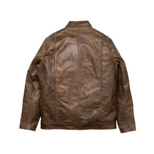 Chaqueta clásica de motorista de calle alta para hombre, Vintage, marrón oscuro, piel de oveja genuina, invierno, deportivo, cuello levantado, PU - Product Image 3