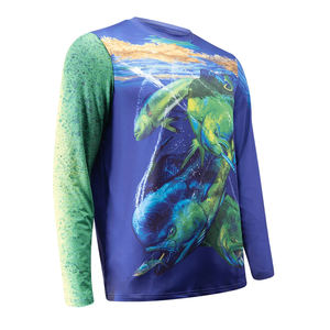 Ropa de pesca sublimación personalizada manga larga tamaño personalizado 100% tela de poliéster o telas personalizadas camisas Tops ropa deportiva - Product Image 2