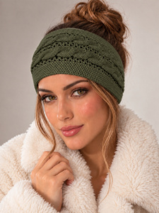 Bandeau en coton tricoté torsadé pour femme, cache-oreilles chaud d'hiver, bandeau tressé au crochet, bandeau à nouer avec perles - Product Image 2