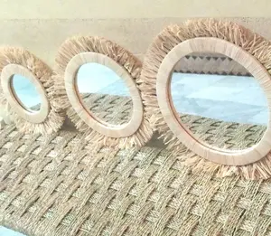 摩洛哥拉菲草手工制作的3面镜子套装