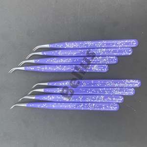 แหนบขนตาแบบปลายไฟเบอร์ขนตาปลอมทำโลโก้ได้ตามต้องการอุปกรณ์ต่อขนตาแบบหรูหราฉลากตามต้องการ - Product Image 1