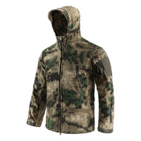 Veste softshell à capuche pour homme, imprimé camouflage, fermeture éclair intégrale, imperméable, coupe-vent, polyester, pour la chasse en hiver, vêtements d'extérieur