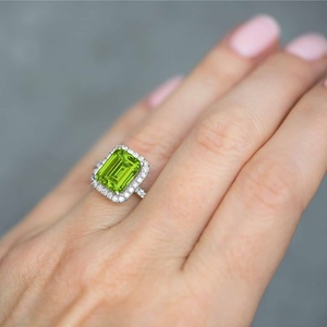 New 2023 Sản Phẩm Đồ Trang Sức Mỹ Ngọc Lục Bảo Cắt Nhẫn Cưới Peridot Đá Quý partywear Nhẫn Vàng Cổ Điển Phong Cách Tự Nhiên 14K Bất Trắng - Product Image 4