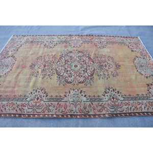 Alfombra Turca Grande de 5.2x8.2 pies, Alfombra Vintage, Alfombra con Rayas Rojas - Product Image 4