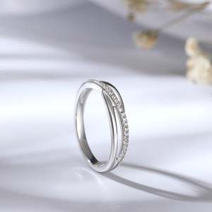 Jeulia Eternal Promise Crossover Design Sterling <b>Silver</b> Women's Anniversary Band with Zircon - Product Image 6