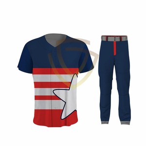 High Quality Custom Logo Men's Adult Baseball Uniform Set 100% Polyester Quick Dry Breathable V-neck Best Style Wholesale Cheap Baseball Uniform - Product Image 1