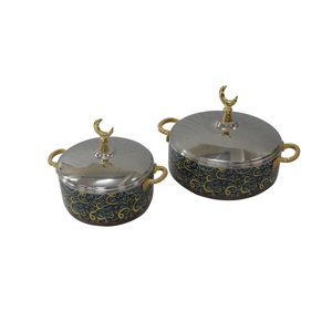 Utilisation de la restauration de mariage Conception martelée en acier inoxydable Pot chaud isolé plaqué or Maison Hôtel Restaurant Stockage des aliments - Product Image 5