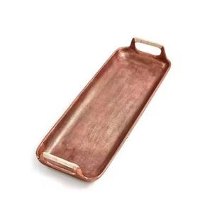 Plateau de service en cuivre pur réutilisable avec emballage écologique pour cadeaux de retour, finition martelée, plateaux de service de haute qualité - Product Image 3