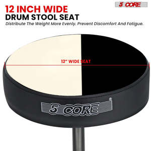 5 Core <b>Drum</b> Throne 3 Thick Padded Memory Foam Comfortable Drummer Stool 330Lb Capacity Adjustable - Product Image 6