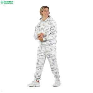 Venta al por mayor chándal para hombres camuflaje Unisex 65% algodón 35% poliéster dos piezas pulóver chándales transpirable y secado rápido - Product Image 4