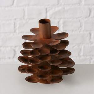 Porte-bougie conique doré à motif de baies de Noël, en métal rustique, décoration de table pour l'hiver, vente en gros, fête de Noël, support de bougie floral - Product Image 5