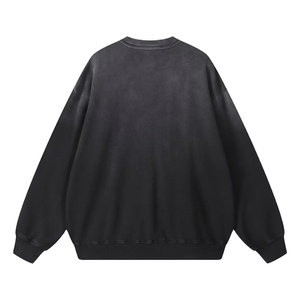Sweat-shirt en molleton délavé pour hommes et femmes, coupe oversize, col rond vintage, streetwear, impression de logo personnalisé, usine OEM ODM, collection Printemps Soleil 2027 - Product Image 6