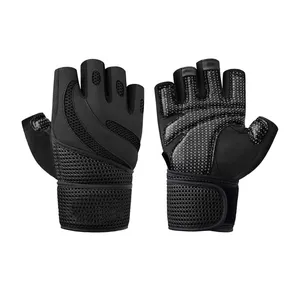 Benutzer definierte Herren Gewichtheben Handschuhe Leder Grip Gym Workout Crossfit Bodybuilding Fitness handschuhe