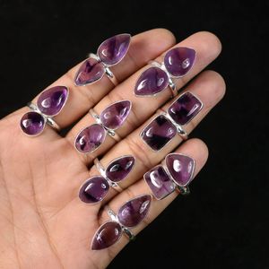 Natural púrpura Trapiche amatista doble piedra anillos joyería increíble calidad a granel al por mayor Collet anillos - Product Image 3