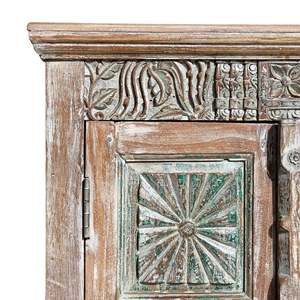 Multicolour Floral Panel Carved Bedroom Furniture Rustic Luxury Freestanding <b>Portable</b> <b>Wardrobe</b> Made Teak Folding for Apartment - Product Image 4