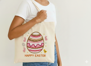 Bolsas de Compras de Lona Resistentes y Ecológicas para Mujer, Bolsas de Mercado Bordadas, Bolsas de Regalo Reutilizables para Playa o Pascua, con Cierre de Cremallera - Product Image 4