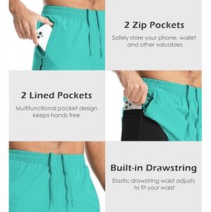 กางเกงขาสั้นลำลองของผู้ชายขนาดใหญ่พิเศษออกแบบโลโก้ได้ตามต้องการสำหรับเล่นฟิตเนสยิมวิ่งผ้าใบผ้าใบกันน้ำทรงหลวมลายตาราง - Product Image 6