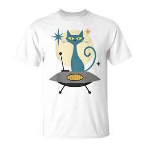 T-shirt promozionale Mid Century Modern UFO Cat Retro Futuristic - Product Image 1