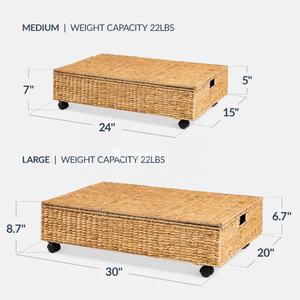 2 Piece Water Hyacinth Nesting <b>Under</b> Bed Storage Baskets, Multipurpose Home Organizer Vietnam Wholesale - Product Image 3