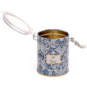 Caja de almacenamiento de Metal con diseño decorativo azul y blanco inspirado en Azulejo, Ø 90x110mm, cierre de alambre, tapa transparente, caja de almacenamiento de bolas de hierro - Product Image 2