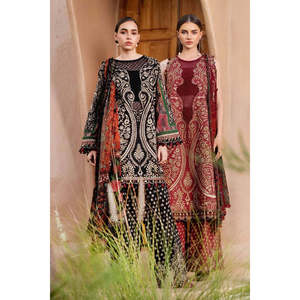 Colección Eid 2025 de Maria B, MPT-2512-B TC-1150, Blusa Bohemia de Chifón con Bordado Estampado para Primavera/Verano - Product Image 4