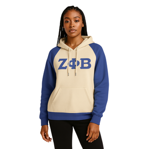 Zeta Phi Beta Neutral Body Blue Raglan Sleeves Pullover Sudadera con capucha Greek Sorority Apparel Custom Divine Nine HBCU Life Clothing - Product Image 1