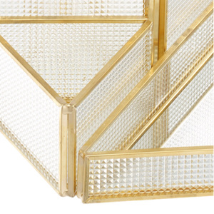 <b>Crystal</b> Glass Decorative Gold Metal <b>Framed</b> Tray Organizer for Women Jewelry and Makeup Accessories Christmas Decor Organizer - Product Image 4