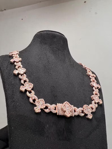 Colgante de Cadena con Eslabones de Flor en Plata 925 con Diamantes de Moissanita, Diseño de Lujo Hip Hop, para Hombre y Mujer, Regalo - Product Image 4