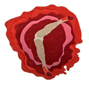 Alfombra Moderna de Diseño Personalizado con Forma Floral Abstracta Roja, Alfombra de Pelo Largo con Motivos Figurativos, Decoración para el Hogar, Regalo de Navidad - Product Image 1