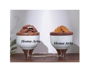 Bol à chocolat en bois de la meilleure qualité avec base en acier, forme ronde, vaisselle, bol de service pour la nourriture, à vendre - Product Image 1