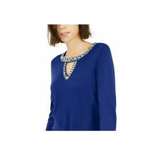 Maglione invernale da donna INC International Concepts Navy di grandi dimensioni con decorazioni a forma di chiave - Product Image 3