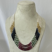 Collier de perles de 4 mm en émeraude naturelle, rubis, saphir et perle d'eau douce, perles fines, tendance, design de mode pour femmes, nouveaux bijoux