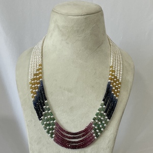 Collar de cuentas de perlas de agua dulce de zafiro rubí Esmeralda Natural de 4mm, tendencias de cuentas de piedra fina, diseño de moda para mujer, joyería nueva - Product Image 2