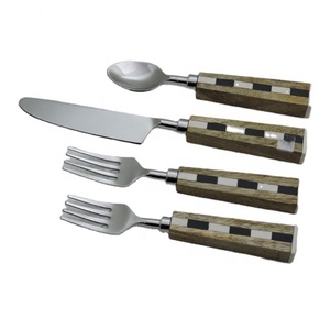Modern Design <b>MOP</b> <b>Handle</b> Handmade & Stainless Steel Kitchen Flatware Set of 4 Cutlery Set Flatware Sets - Product Image 5