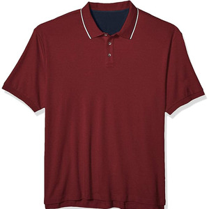 Wholesale Men Solid <b>Black</b> <b>Polo</b> Shirt Contrast Piping Collar Classic Fit Casual <b>Top</b> - Product Image 6